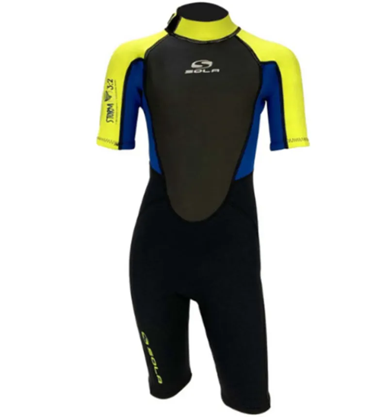 Sola Storm Kids 3/2 Shortie Wetsuit Lime/Navy